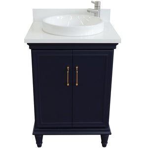 Bellaterra Home Vanity BellaTerra Home 25" Single vanity in Blue finish with White quartz and round sink 400800-25-BU-WERD