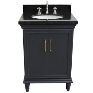 Bellaterra Home Vanity BellaTerra Home 25" Single vanity in Dark Gray finish with Black galaxy and oval sink 400800-25-DG-BGO