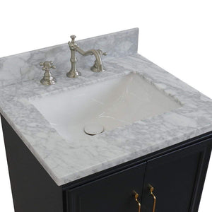 Bellaterra Home Vanity BellaTerra Home 25" Single vanity in Dark Gray finish with White Carrara and rectangle sink 400800-25-DG-WMR