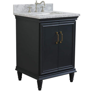 Bellaterra Home Vanity BellaTerra Home 25" Single vanity in Dark Gray finish with White Carrara and rectangle sink 400800-25-DG-WMR