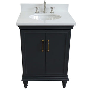 Bellaterra Home Vanity BellaTerra Home 25" Single vanity in Dark Gray finish with White quartz and oval sink 400800-25-DG-WEO