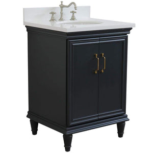 Bellaterra Home Vanity BellaTerra Home 25" Single vanity in Dark Gray finish with White quartz and oval sink 400800-25-DG-WEO