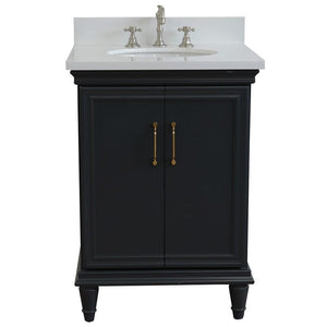 Bellaterra Home Vanity BellaTerra Home 25" Single vanity in Dark Gray finish with White quartz and oval sink 400800-25-DG-WEO