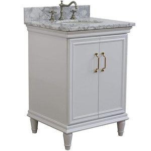 Bellaterra Home Vanity BellaTerra Home 25" Single vanity in White finish with White Carrara and oval sink  400800-25-WH-WMO