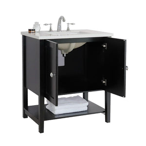 Bellaterra Home Vanity BellaTerra Home 31 in Single sink Vanity-Wood-Espresso-White Quartz 203054A-ES