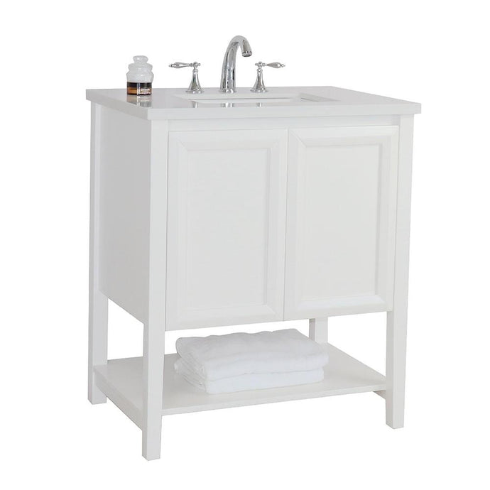 Bellaterra Home Vanity BellaTerra Home 31 in Single Sink Vanity-Wood-White Quartz 203054A-WH