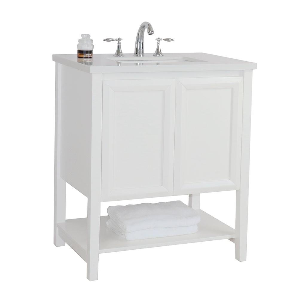 Bellaterra Home Vanity BellaTerra Home 31 in Single Sink Vanity-Wood-White Quartz 203054A-WH