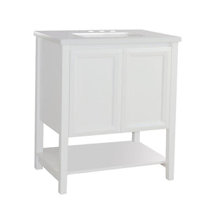 Bellaterra Home Vanity BellaTerra Home 31 in Single Sink Vanity-Wood-White Quartz 203054A-WH