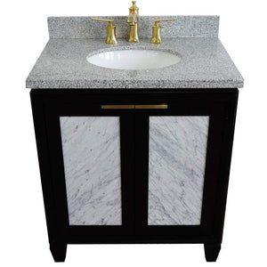 Bellaterra Home Vanity BellaTerra Home 31" Single sink vanity in Black finish with Gray granite with oval sink 400990-31-BL-GYO