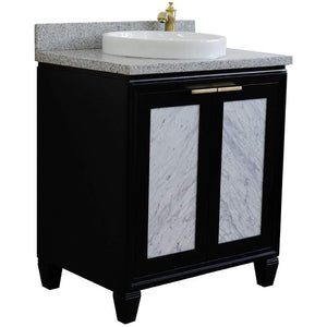Bellaterra Home Vanity BellaTerra Home 31" Single sink vanity in Black finish with Gray granite with round sink 400990-31-BL-GYRD