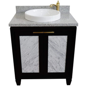 Bellaterra Home Vanity BellaTerra Home 31" Single sink vanity in Black finish with Gray granite with round sink 400990-31-BL-GYRD
