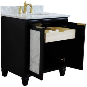 Bellaterra Home Vanity BellaTerra Home 31" Single sink vanity in Black finish with White carrara marble with oval sink 400990-31-BL-WMO