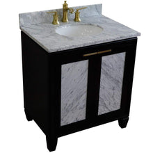 Load image into Gallery viewer, Bellaterra Home Vanity BellaTerra Home 31&quot; Single sink vanity in Black finish with White carrara marble with oval sink 400990-31-BL-WMO