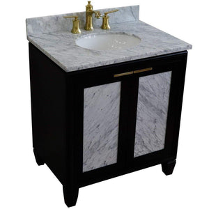 Bellaterra Home Vanity BellaTerra Home 31" Single sink vanity in Black finish with White carrara marble with oval sink 400990-31-BL-WMO