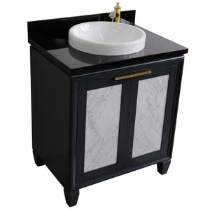 Bellaterra Home Vanity BellaTerra Home 31" Single sink vanity in Dark Gray finish with Black galaxy granite with round sink 400990-31-DG-BGRD