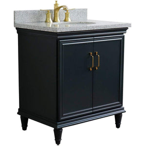 Bellaterra Home Vanity BellaTerra Home 31" Single sink vanity in Dark Gray finish with Gray granite with oval sink 400800-31-DG-GYO