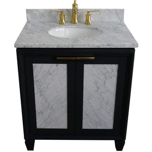 Bellaterra Home Vanity BellaTerra Home 31" Single sink vanity in Dark Gray finish with White carrara marble with oval sink 400990-31-DG-WMO
