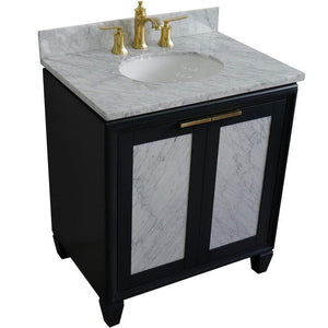 Bellaterra Home Vanity BellaTerra Home 31" Single sink vanity in Dark Gray finish with White carrara marble with oval sink 400990-31-DG-WMO