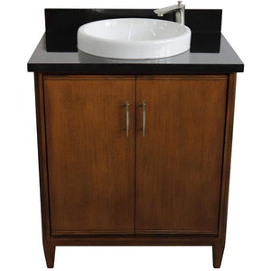 Bellaterra Home Vanity BellaTerra Home 31" Single sink vanity in Walnut finish with Black galaxy granite with round sink 400901-31-WA-BGRD