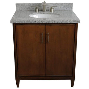 Bellaterra Home Vanity BellaTerra Home 31" Single sink vanity in Walnut finish with Gray granite with oval sink 400901-31-WA-GYO