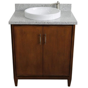 Bellaterra Home Vanity BellaTerra Home 31" Single sink vanity in Walnut finish with Gray granite with round sink 400901-31-WA-GYRD