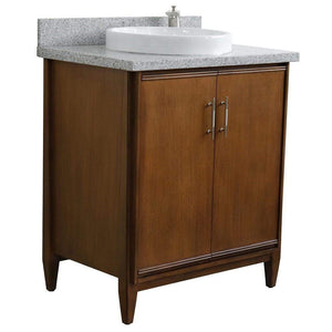 Bellaterra Home Vanity BellaTerra Home 31" Single sink vanity in Walnut finish with Gray granite with round sink 400901-31-WA-GYRD