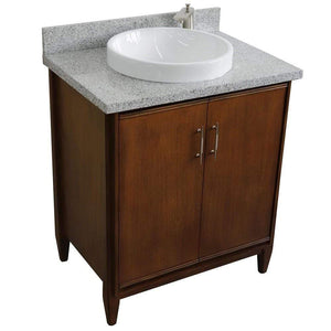Bellaterra Home Vanity BellaTerra Home 31" Single sink vanity in Walnut finish with Gray granite with round sink 400901-31-WA-GYRD