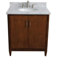 Load image into Gallery viewer, Bellaterra Home Vanity BellaTerra Home 31&quot; Single sink vanity in Walnut finish with White carrara marble with oval sink 400901-31-WA-WMO