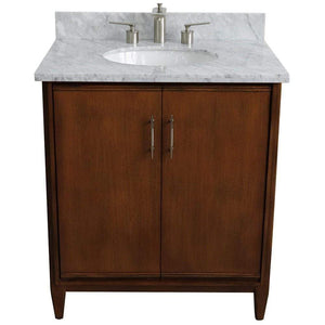 Bellaterra Home Vanity BellaTerra Home 31" Single sink vanity in Walnut finish with White carrara marble with oval sink 400901-31-WA-WMO