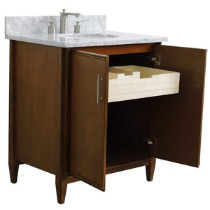 Bellaterra Home Vanity BellaTerra Home 31" Single sink vanity in Walnut finish with White carrara marble with oval sink 400901-31-WA-WMO