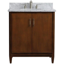 Load image into Gallery viewer, Bellaterra Home Vanity BellaTerra Home 31&quot; Single sink vanity in Walnut finish with White carrara marble with oval sink 400901-31-WA-WMO