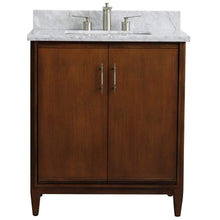 Load image into Gallery viewer, Bellaterra Home Vanity BellaTerra Home 31&quot; Single sink vanity in Walnut finish with White carrara marble with rectangle sink 400901-31-WA-WMR