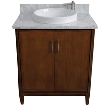 Load image into Gallery viewer, Bellaterra Home Vanity BellaTerra Home 31&quot; Single sink vanity in Walnut finish with White carrara marble with round sink 00901-31-WA-WMRD