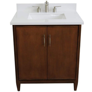Bellaterra Home Vanity BellaTerra Home 31" Single sink vanity in Walnut finish with White quartz with rectangle sink 400901-31-WA-WER
