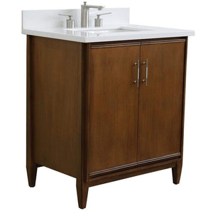 Bellaterra Home Vanity BellaTerra Home 31" Single sink vanity in Walnut finish with White quartz with rectangle sink 400901-31-WA-WER