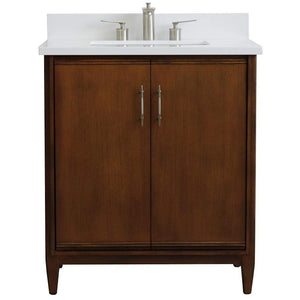Bellaterra Home Vanity BellaTerra Home 31" Single sink vanity in Walnut finish with White quartz with rectangle sink 400901-31-WA-WER