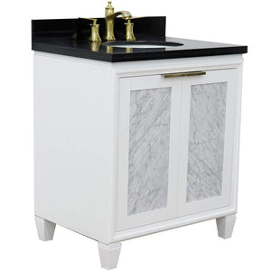Bellaterra Home Vanity BellaTerra Home 31" Single sink vanity in White finish with Black galaxy granite with oval sink 400990-31-WH-BGO