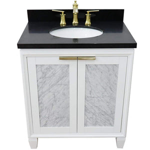 Bellaterra Home Vanity BellaTerra Home 31" Single sink vanity in White finish with Black galaxy granite with oval sink 400990-31-WH-BGO