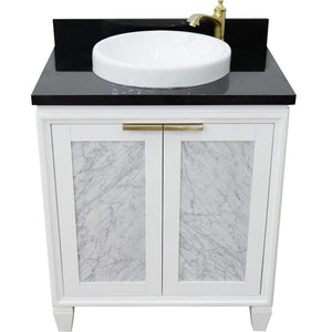 Bellaterra Home Vanity BellaTerra Home 31" Single sink vanity in White finish with Black galaxy granite with round sink 400990-31-WH-BGRD