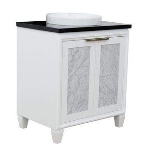 Bellaterra Home Vanity BellaTerra Home 31" Single sink vanity in White finish with Black galaxy granite with round sink 400990-31-WH-BGRD