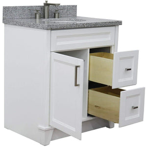 Bellaterra Home Vanity BellaTerra Home 31" Single Sink Vanity in White Finish with Gray Granite with Oval Sink 400700-31-WH-GYO