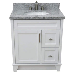 Bellaterra Home Vanity BellaTerra Home 31" Single Sink Vanity in White Finish with Gray Granite with Oval Sink 400700-31-WH-GYO