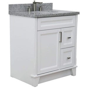 Bellaterra Home Vanity BellaTerra Home 31" Single Sink Vanity in White Finish with Gray Granite with Oval Sink 400700-31-WH-GYO