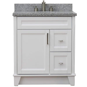 Bellaterra Home Vanity BellaTerra Home 31" Single Sink Vanity in White Finish with Gray Granite with Oval Sink 400700-31-WH-GYO