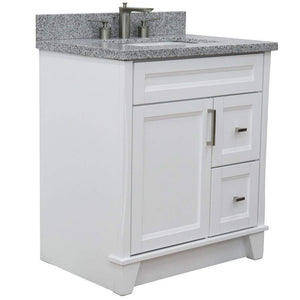 Bellaterra Home Vanity BellaTerra Home 31" Single Sink Vanity in White Finish with Gray Granite with Rectangle Sink 400700-31-WH-GYR