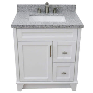 Bellaterra Home Vanity BellaTerra Home 31" Single Sink Vanity in White Finish with Gray Granite with Rectangle Sink 400700-31-WH-GYR