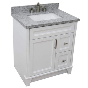 Bellaterra Home Vanity BellaTerra Home 31" Single Sink Vanity in White Finish with Gray Granite with Rectangle Sink 400700-31-WH-GYR