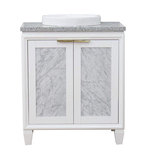Bellaterra Home Vanity BellaTerra Home 31" Single sink vanity in White finish with Gray granite with round sink 400990-31-WH-GYRD