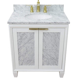 Bellaterra Home Vanity BellaTerra Home 31" Single sink vanity in White finish with White carrara marble with oval sink 400990-31-WH-WMO