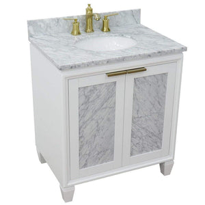 Bellaterra Home Vanity BellaTerra Home 31" Single sink vanity in White finish with White carrara marble with oval sink 400990-31-WH-WMO